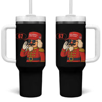 67 Six Seven Christmas Meme Tumbler With Handle Funny Nutcracker Make Xmas Great Again - Wonder Print Shop