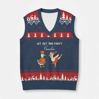 Funny Nutcracker Goose Xmas V-Neck Knit Sweater Vest Let Get This Party Crackin - Wonder Print Shop