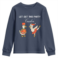Funny Nutcracker Goose Christmas Youth Sweatshirt Let Get This Party Crackin - Wonder Print Shop