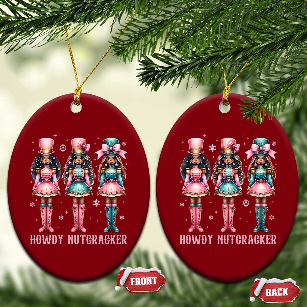 Howdy Nutcracker Cowgirl Christmas Western Country Ceramic Ornament - Wonder Print Shop