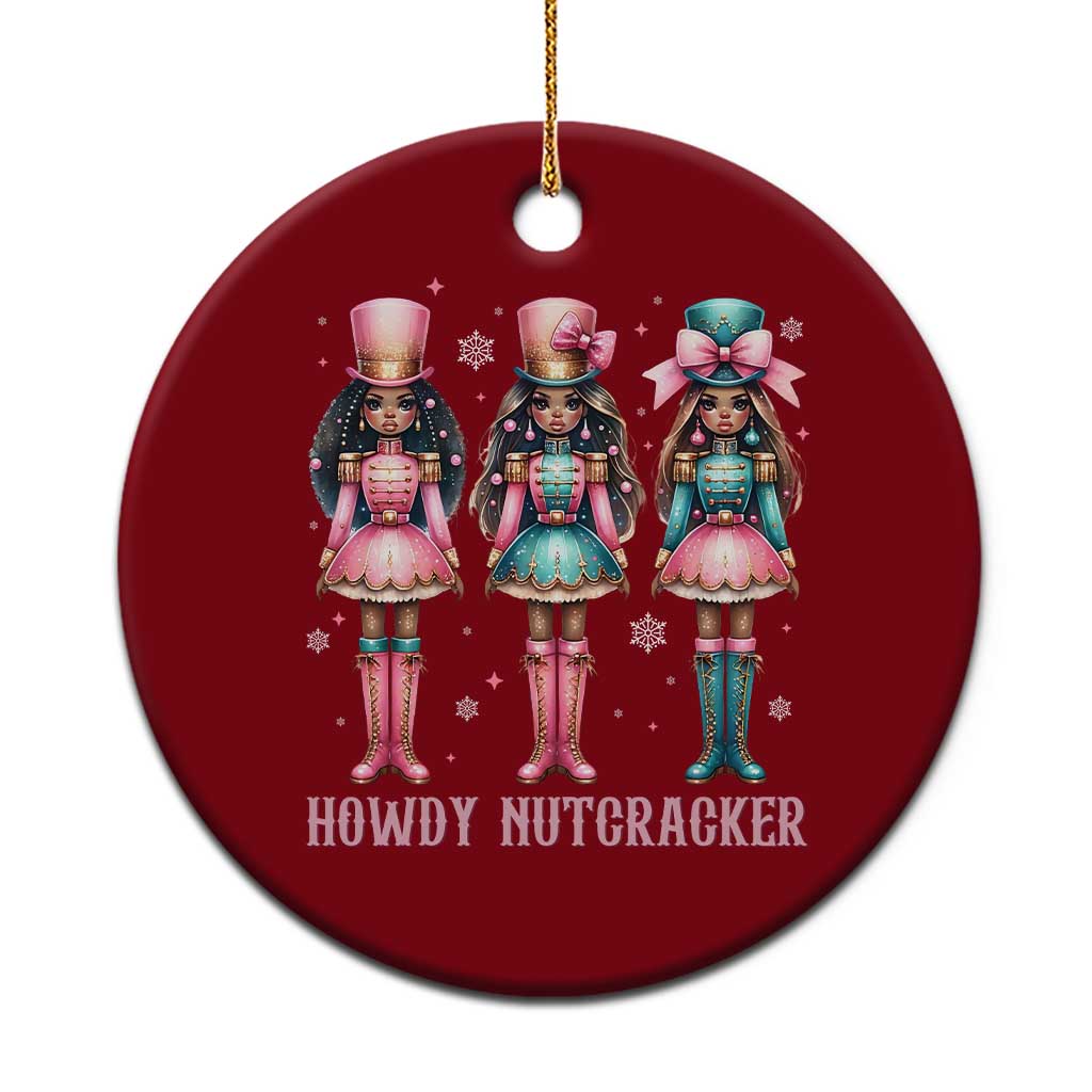 Howdy Nutcracker Cowgirl Christmas Western Country Ceramic Ornament - Wonder Print Shop