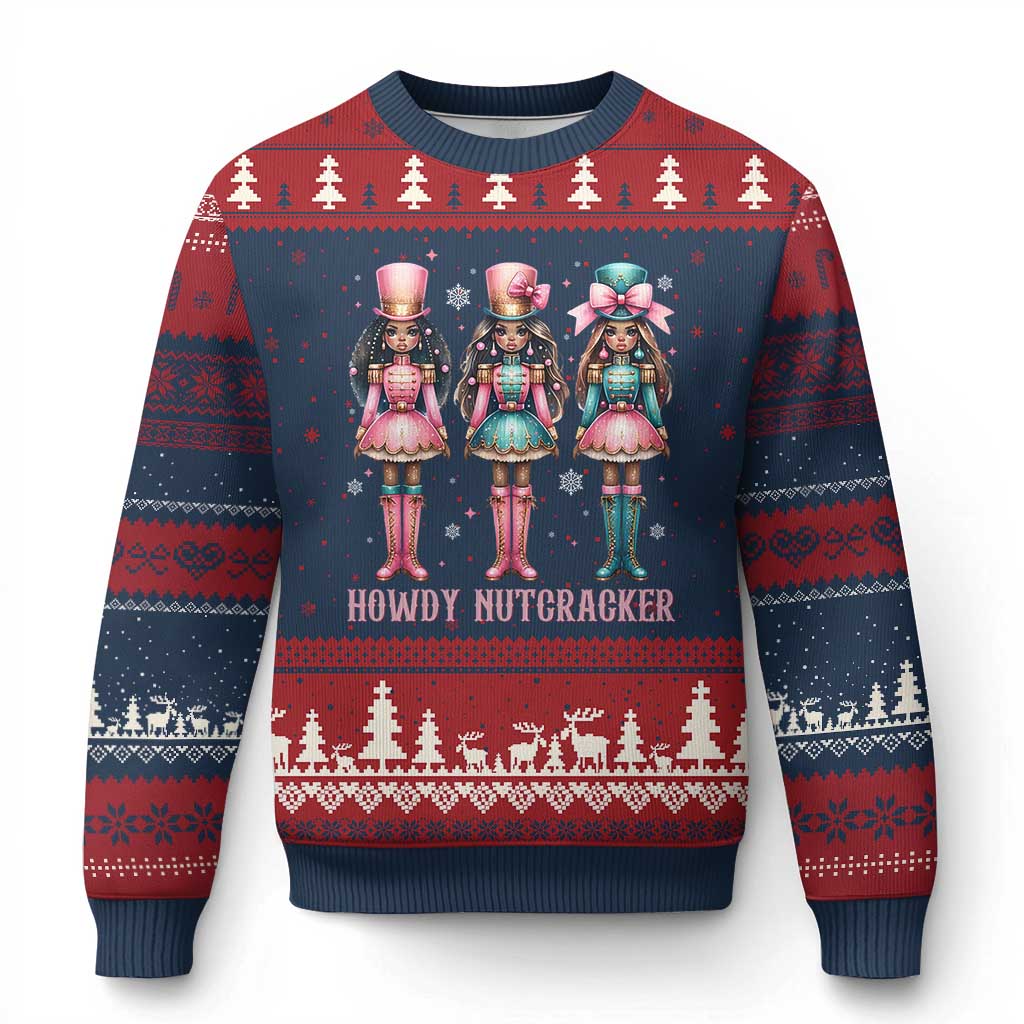 Howdy Nutcracker Cowgirl Christmas Western Country Ugly Christmas Sweater - Wonder Print Shop