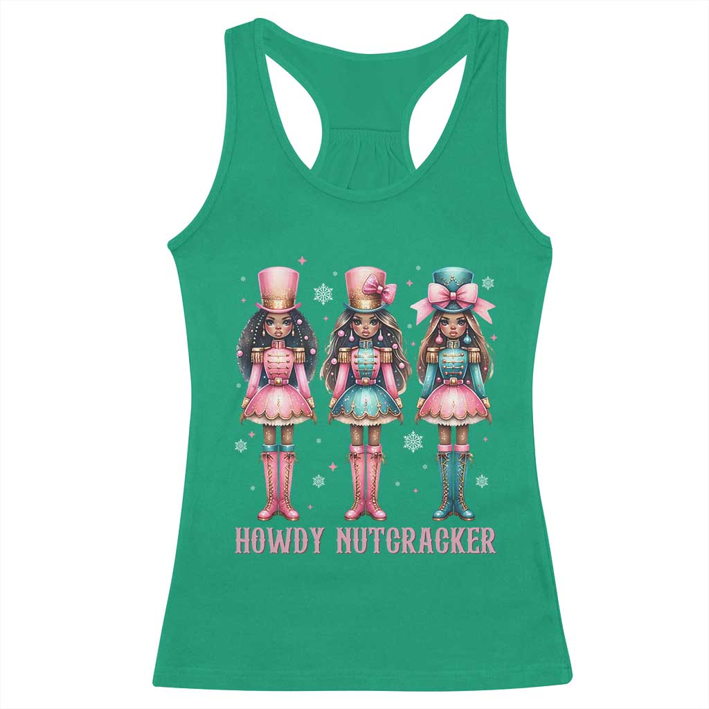 Howdy Nutcracker Cowgirl Christmas Western Country Racerback Tank Top - Wonder Print Shop