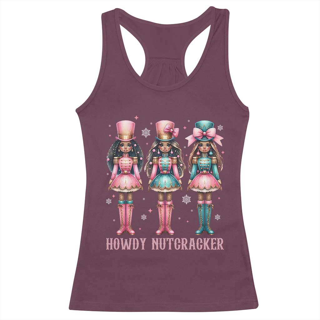 Howdy Nutcracker Cowgirl Christmas Western Country Racerback Tank Top - Wonder Print Shop