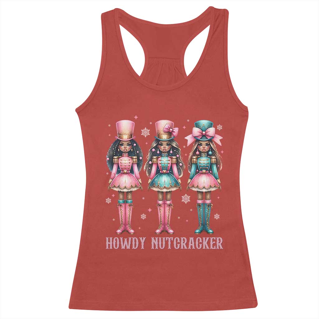 Howdy Nutcracker Cowgirl Christmas Western Country Racerback Tank Top - Wonder Print Shop
