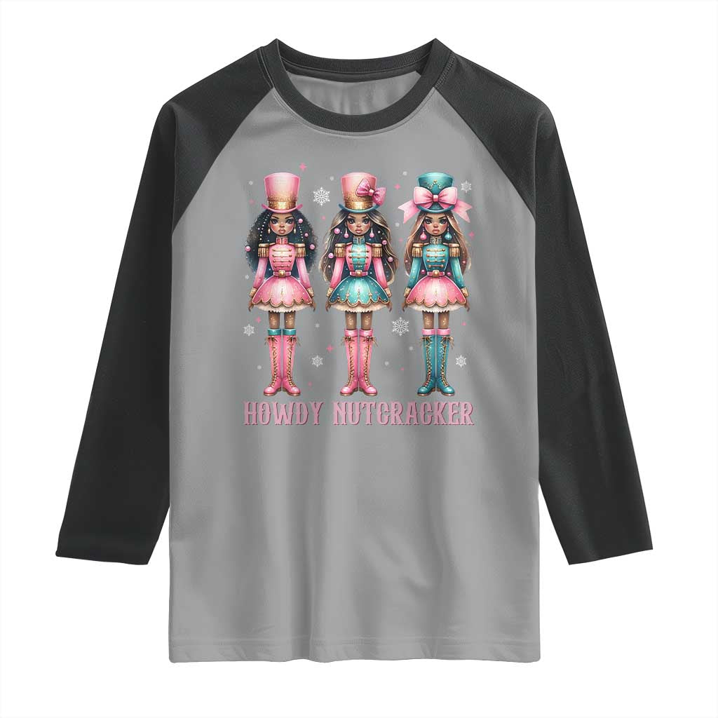 Howdy Nutcracker Cowgirl Christmas Western Country Raglan Shirt - Wonder Print Shop