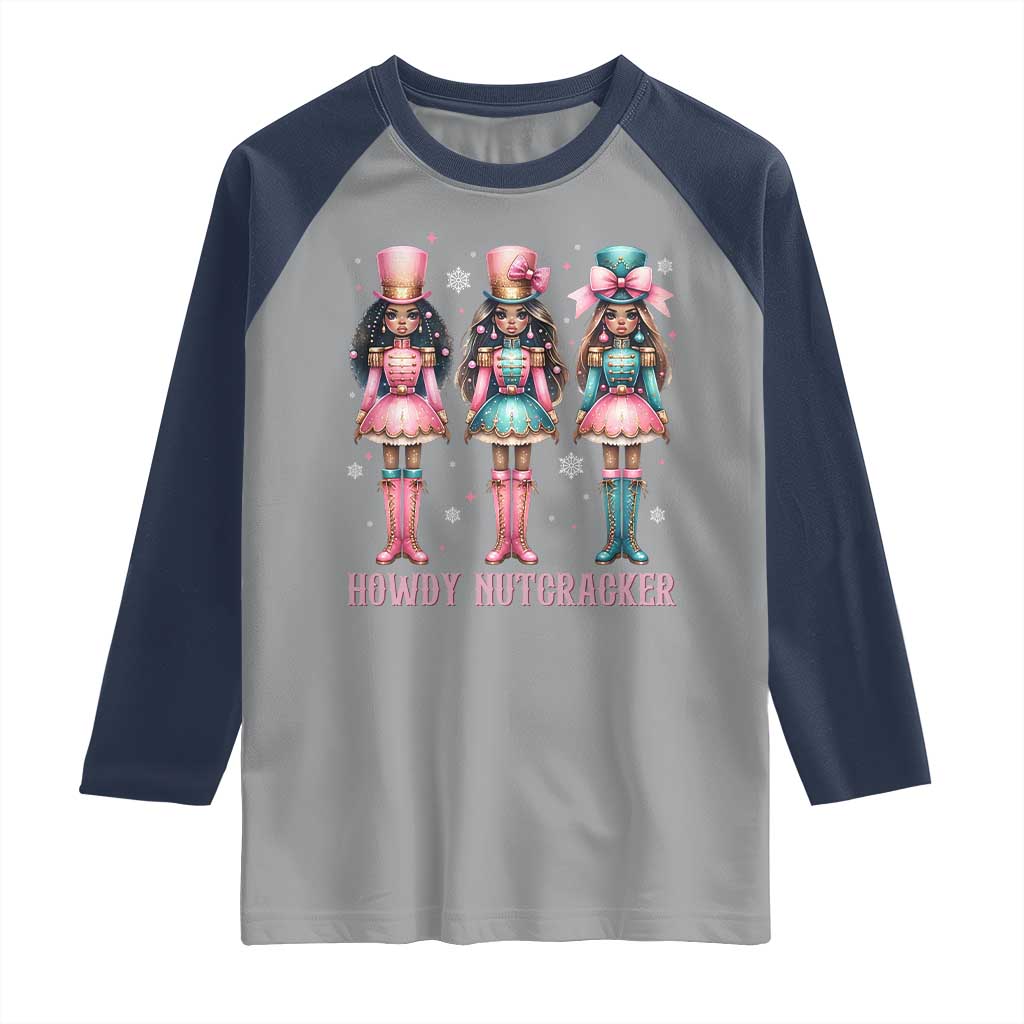 Howdy Nutcracker Cowgirl Christmas Western Country Raglan Shirt - Wonder Print Shop