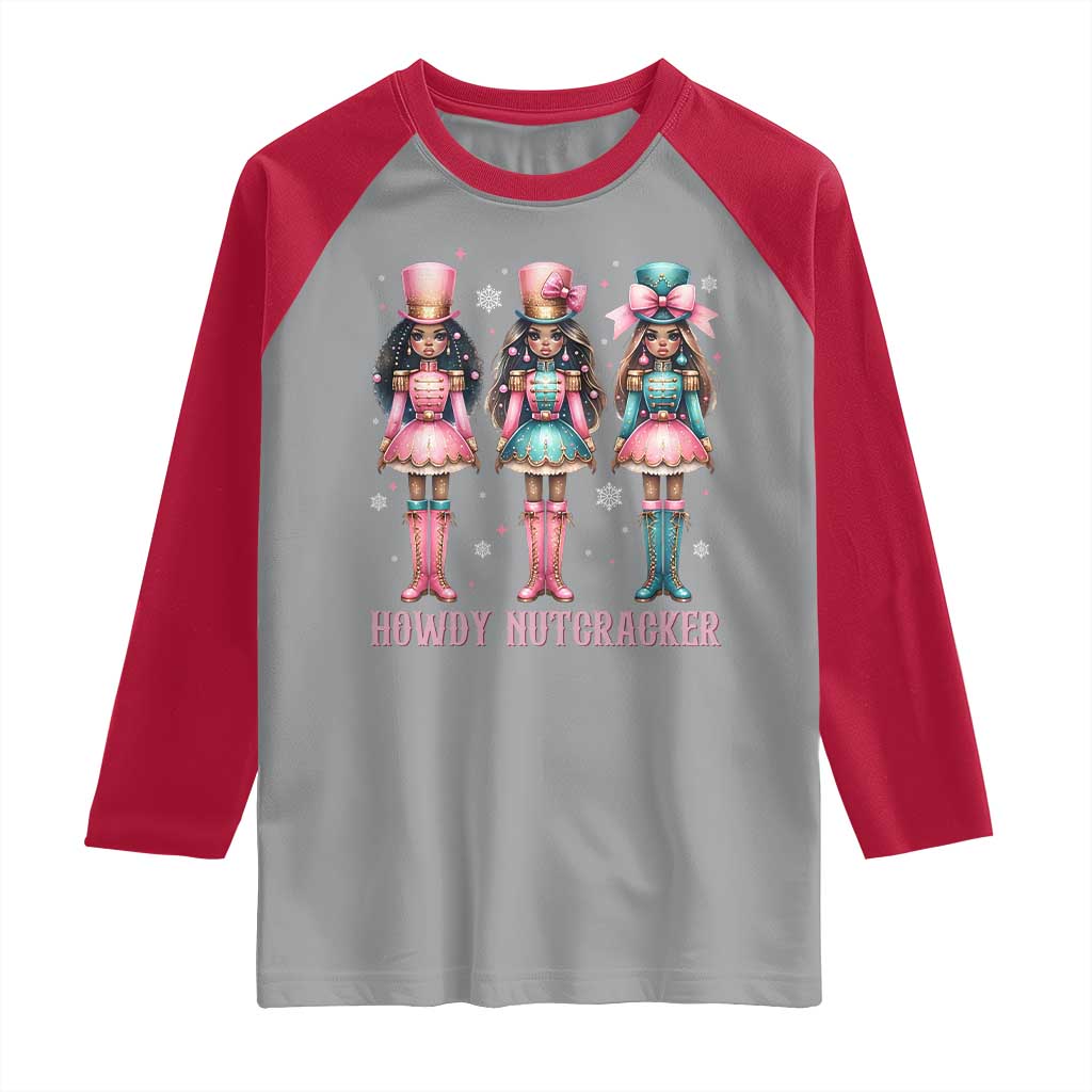 Howdy Nutcracker Cowgirl Christmas Western Country Raglan Shirt - Wonder Print Shop