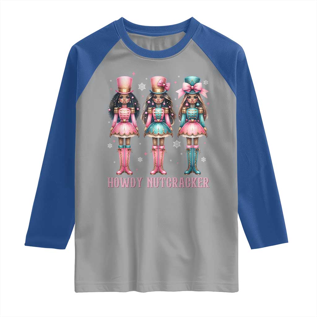 Howdy Nutcracker Cowgirl Christmas Western Country Raglan Shirt - Wonder Print Shop
