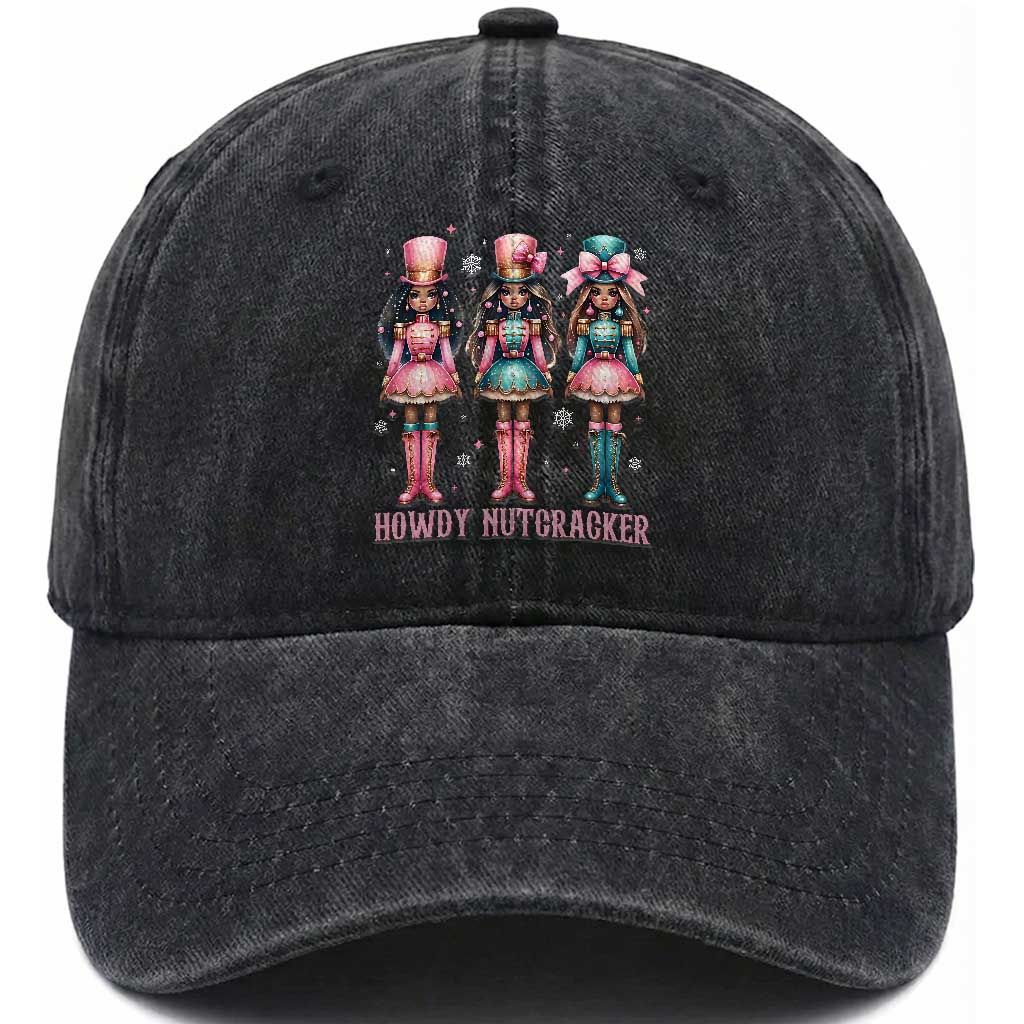 Howdy Nutcracker Cowgirl Christmas Western Country Washed Cotton Baseball Cap