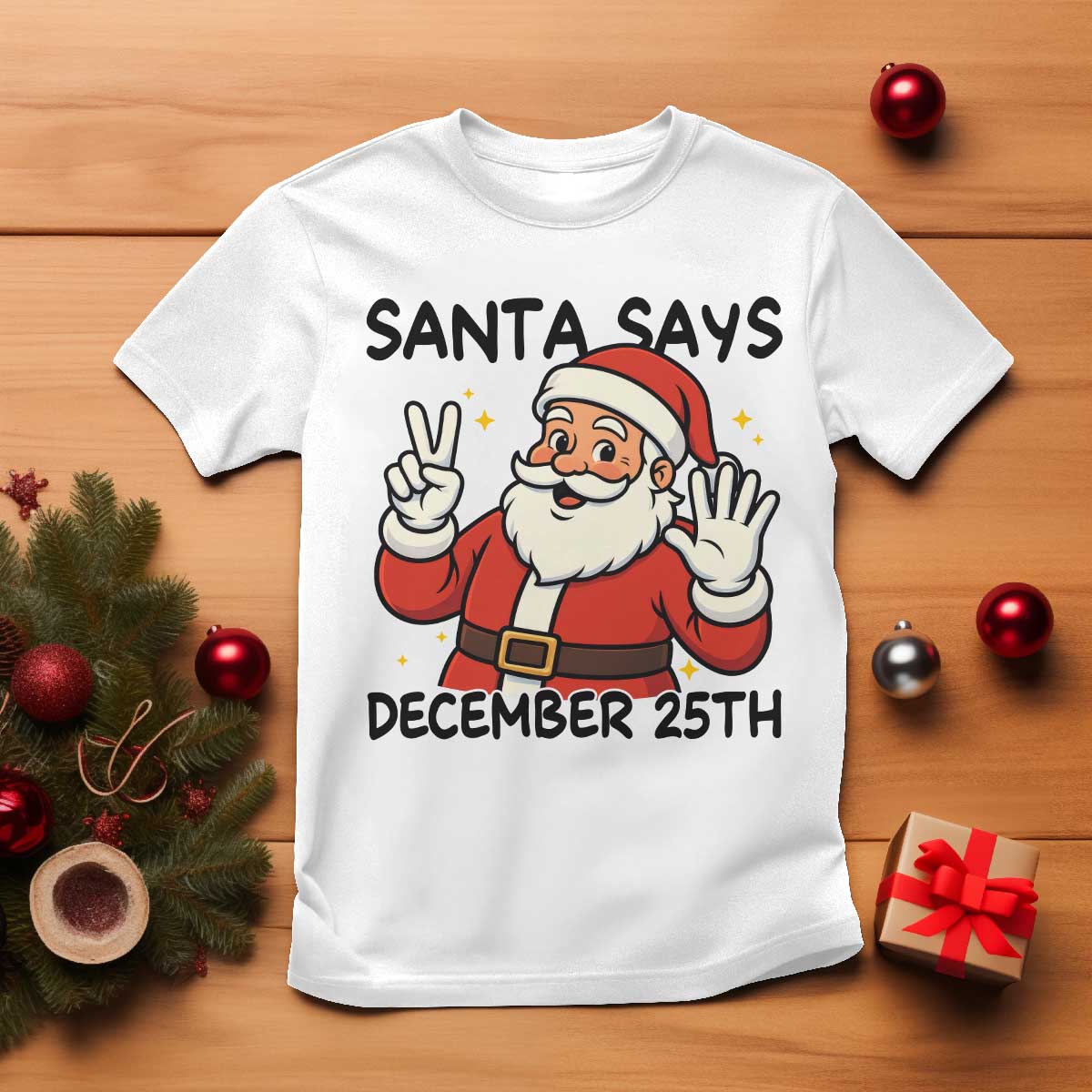 Santa Christmas December 25th Season T Shirt - Wonder Print Shop