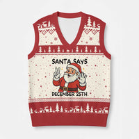 Santa Xmas December 25th Season V-Neck Knit Sweater Vest - Wonder Print Shop