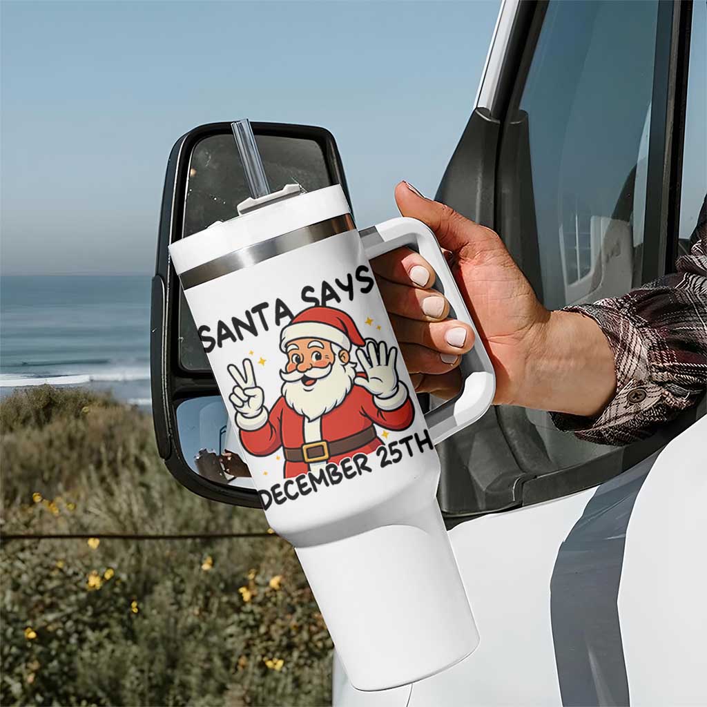 Santa Christmas December 25th Season Tumbler With Handle - Wonder Print Shop