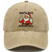 Santa Christmas December 25th Season Washed Cotton Baseball Cap