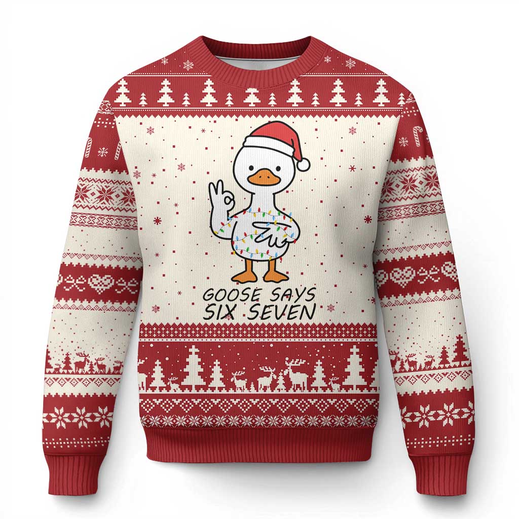 67 Six Seven Chirtsmas Meme Ugly Christmas Sweater Funny Silly Goose - Wonder Print Shop