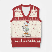 67 Six Seven Chirtsmas Meme V-Neck Knit Sweater Vest Funny Silly Goose - Wonder Print Shop