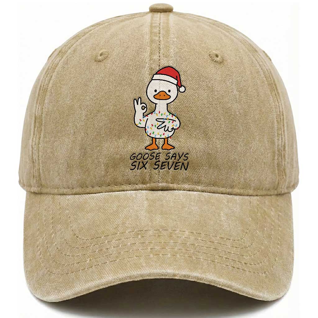 67 Six Seven Chirtsmas Meme Washed Cotton Baseball Cap Funny Silly Goose
