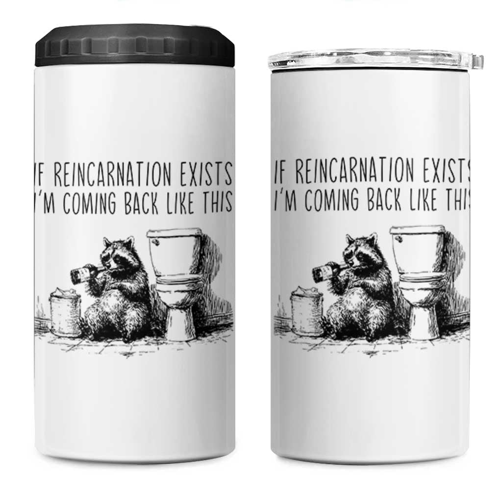 Funny Drunk Raccoon 4 in 1 Can Cooler Tumbler Trashed Panda Meme - Wonder Print Shop