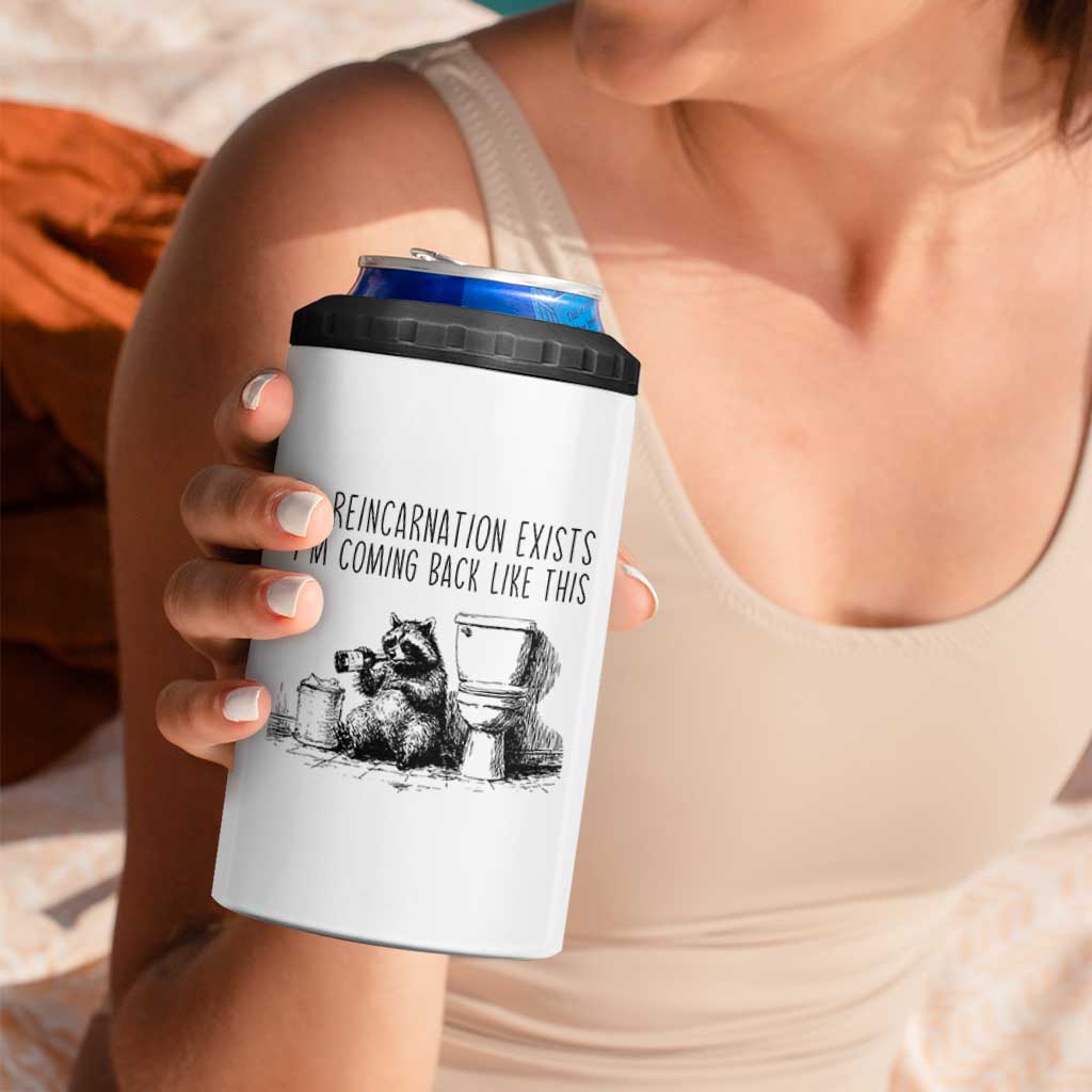Funny Drunk Raccoon 4 in 1 Can Cooler Tumbler Trashed Panda Meme - Wonder Print Shop