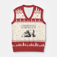 Funny Drunk Raccoon V-Neck Knit Sweater Vest Trashed Panda Meme - Wonder Print Shop