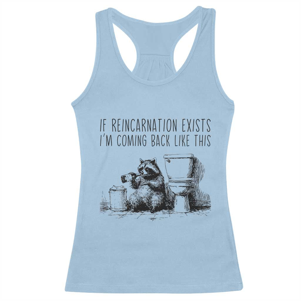 Funny Drunk Raccoon Racerback Tank Top Trashed Panda Meme - Wonder Print Shop