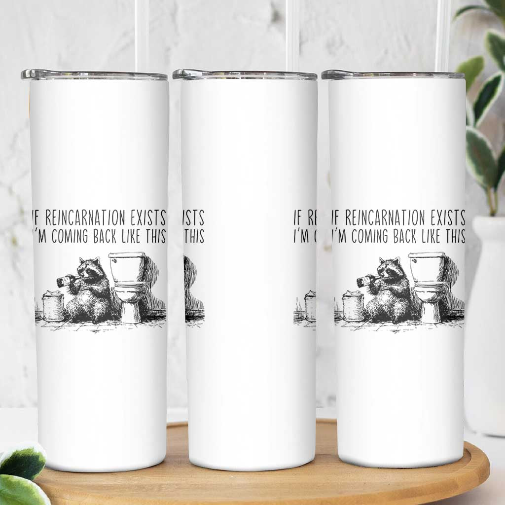 Funny Drunk Raccoon Skinny Tumbler Trashed Panda Meme - Wonder Print Shop