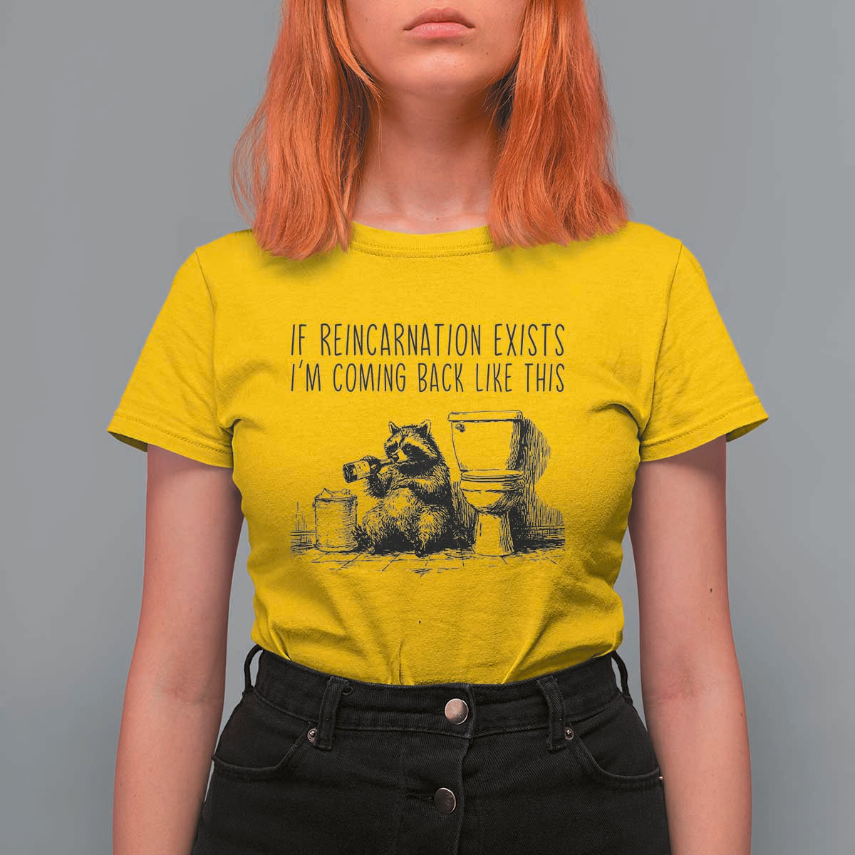 Funny Drunk Raccoon T Shirt For Women Trashed Panda Meme - Wonder Print Shop