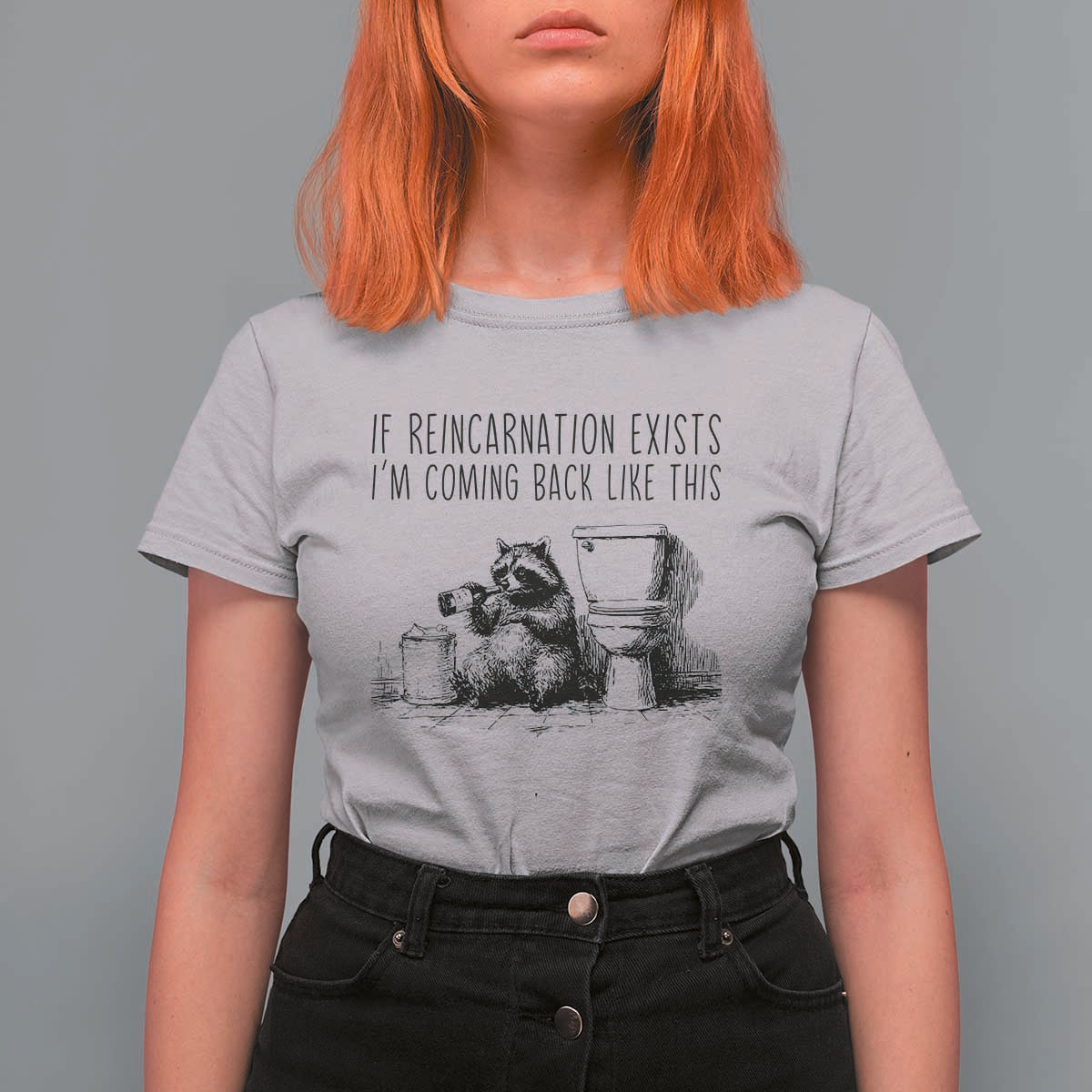 Funny Drunk Raccoon T Shirt For Women Trashed Panda Meme - Wonder Print Shop