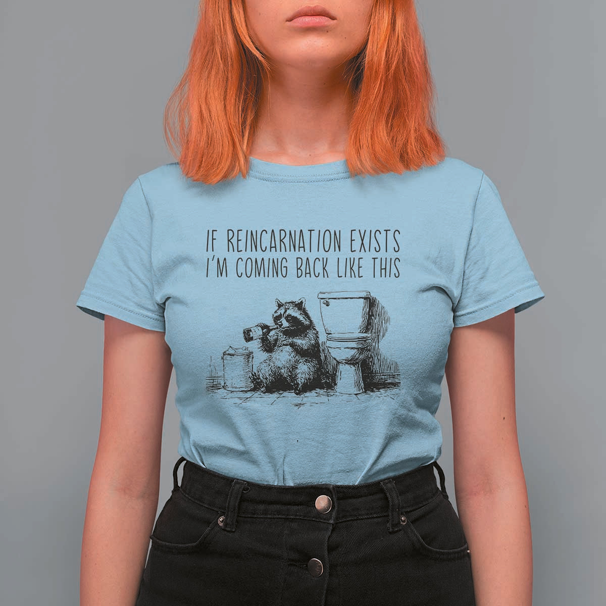 Funny Drunk Raccoon T Shirt For Women Trashed Panda Meme - Wonder Print Shop