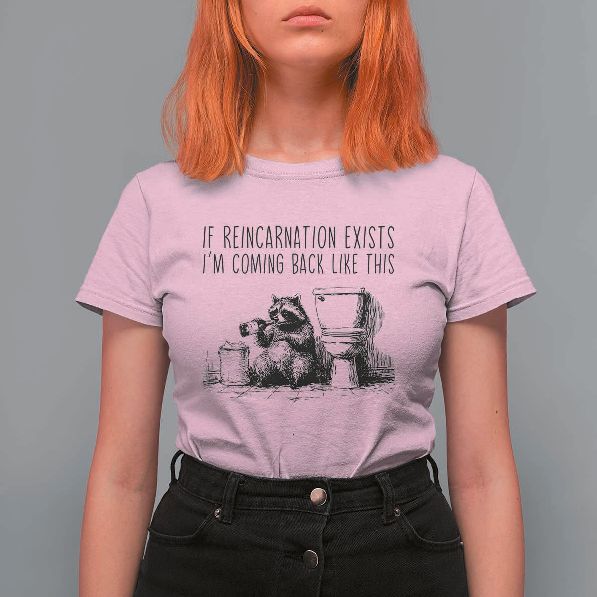 Funny Drunk Raccoon T Shirt For Women Trashed Panda Meme - Wonder Print Shop