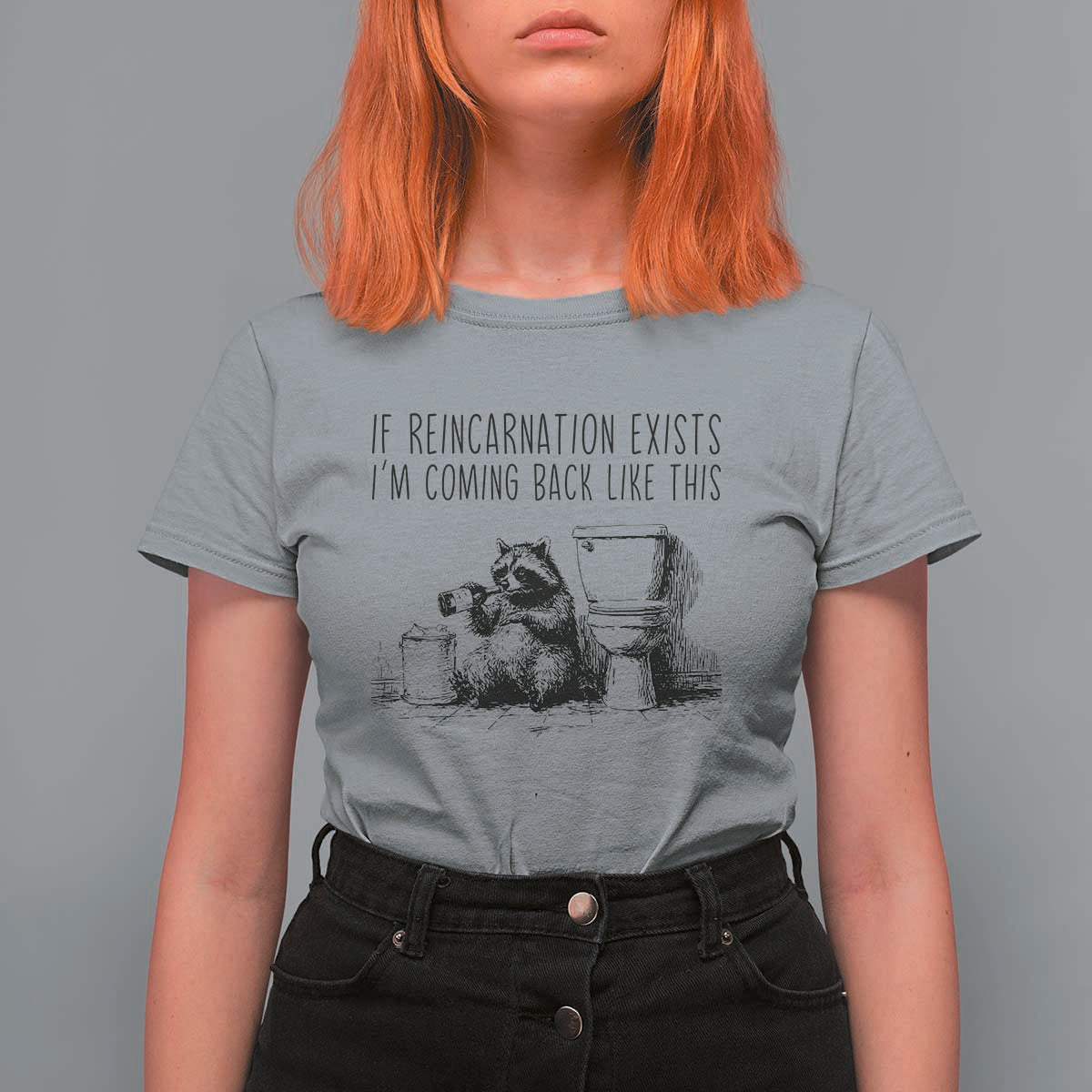 Funny Drunk Raccoon T Shirt For Women Trashed Panda Meme - Wonder Print Shop