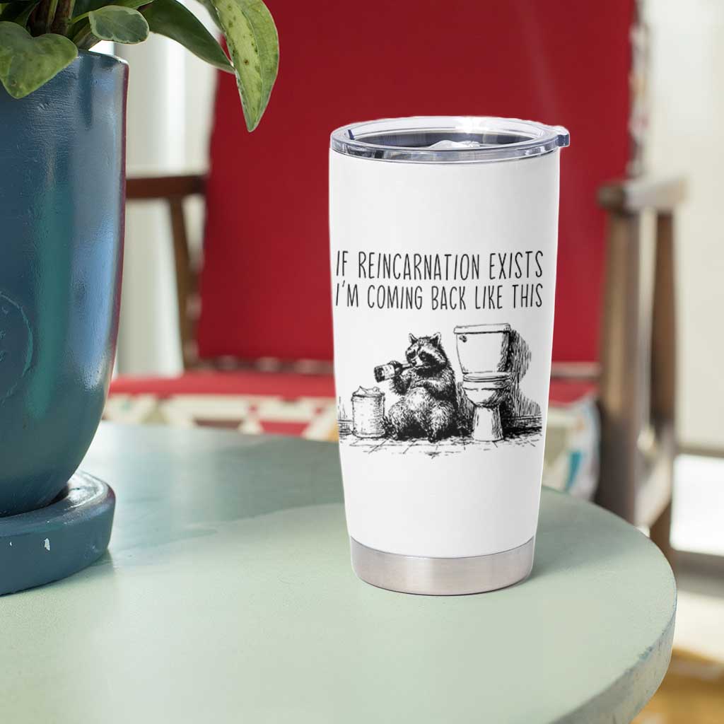 Funny Drunk Raccoon Tumbler Cup Trashed Panda Meme - Wonder Print Shop