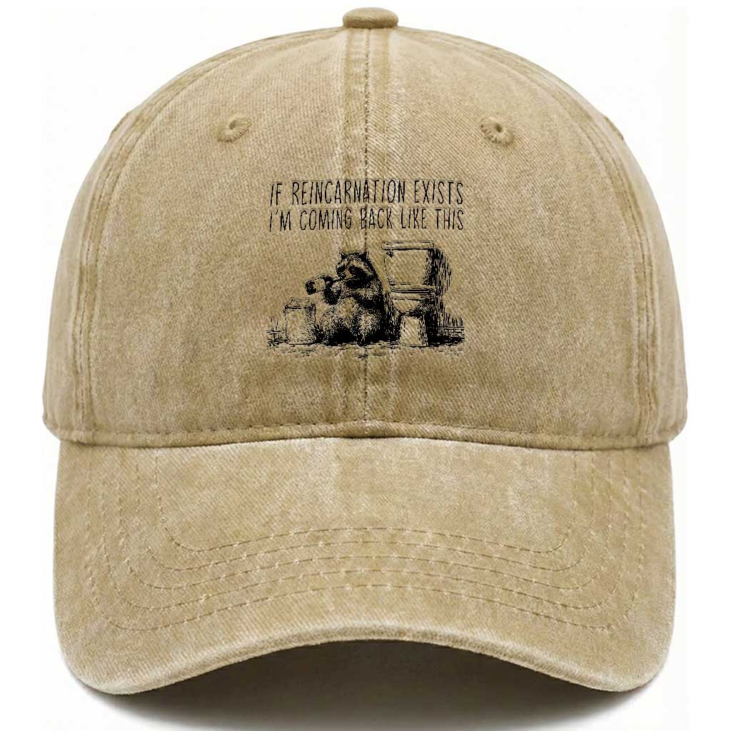 Funny Drunk Raccoon Washed Cotton Baseball Cap Trashed Panda Meme TS14