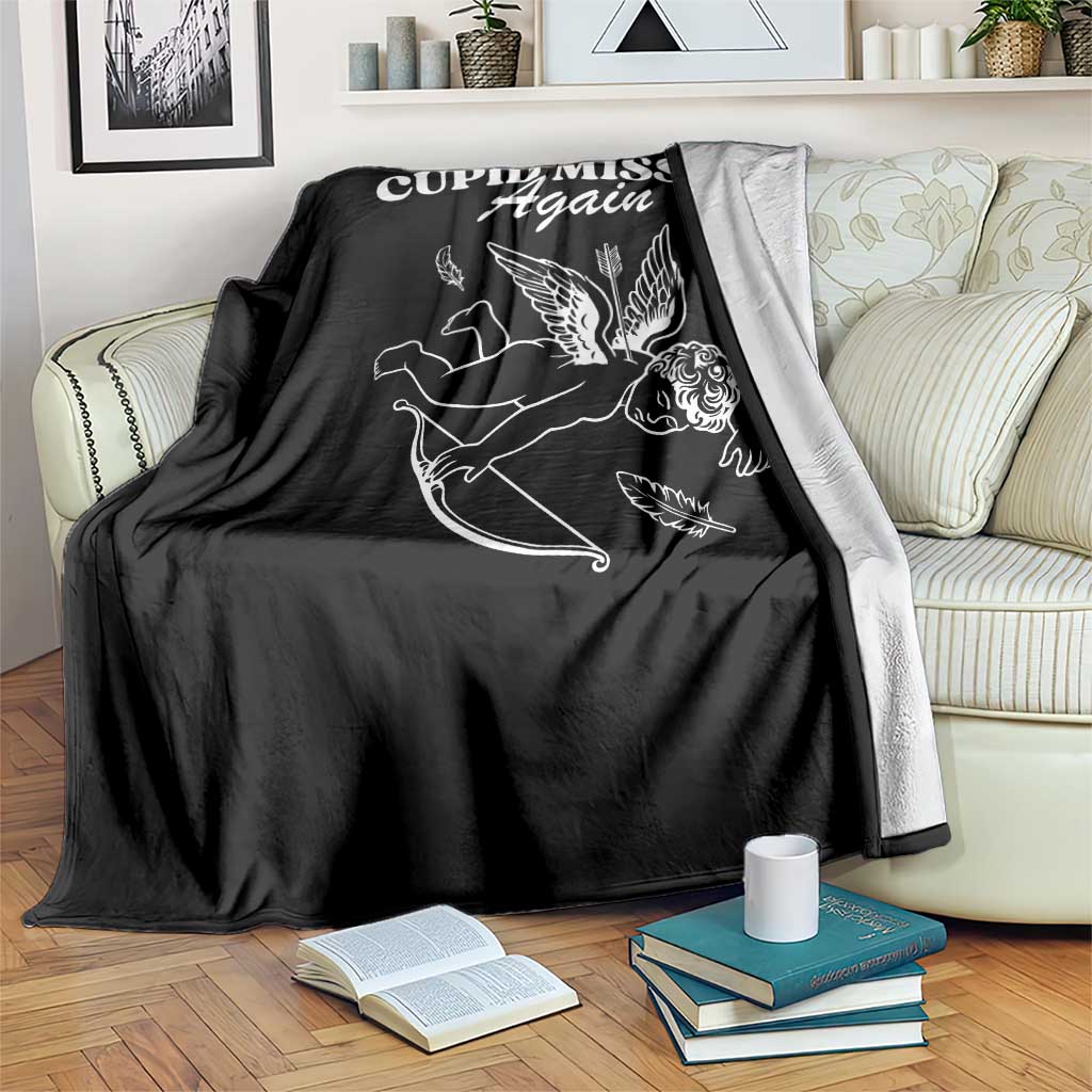 Funny Anti Valentine Throw Blanket Cupid Missed Again - Wonder Print Shop