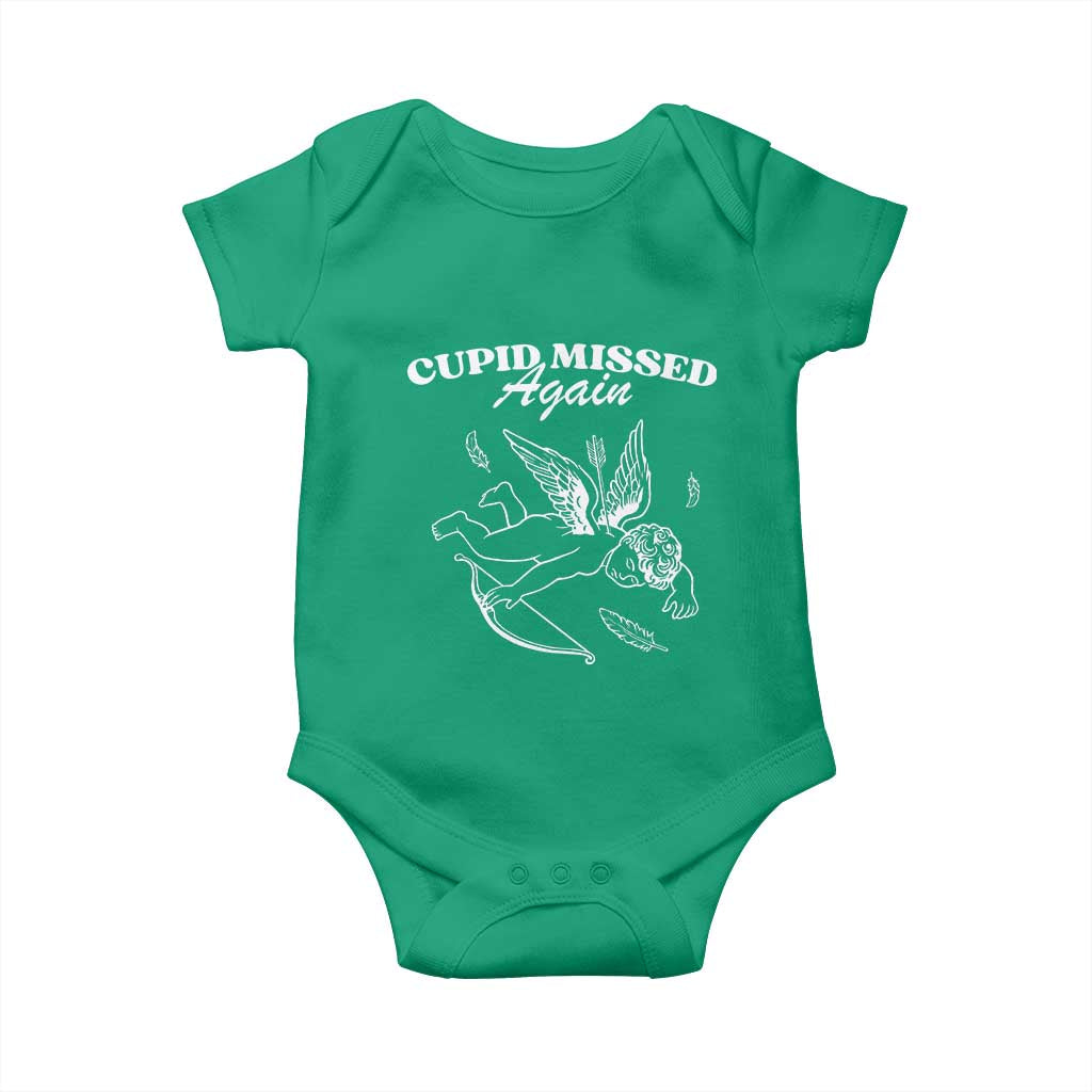 Funny Anti Valentine Baby Onesie Cupid Missed Again - Wonder Print Shop