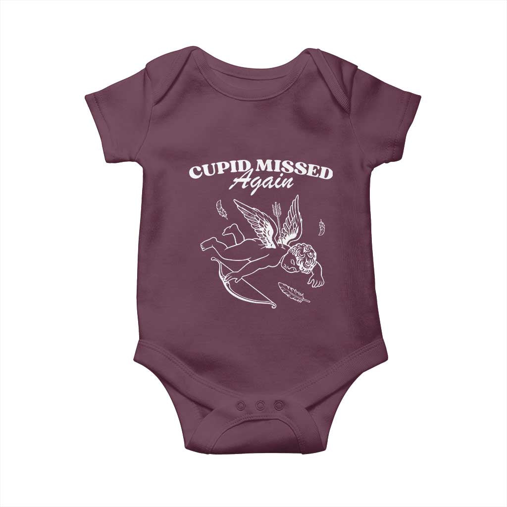 Funny Anti Valentine Baby Onesie Cupid Missed Again - Wonder Print Shop