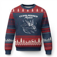 Funny Anti Valentine Ugly Christmas Sweater Cupid Missed Again - Wonder Print Shop