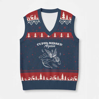 Funny Anti Valentine V-Neck Knit Sweater Vest Cupid Missed Again - Wonder Print Shop