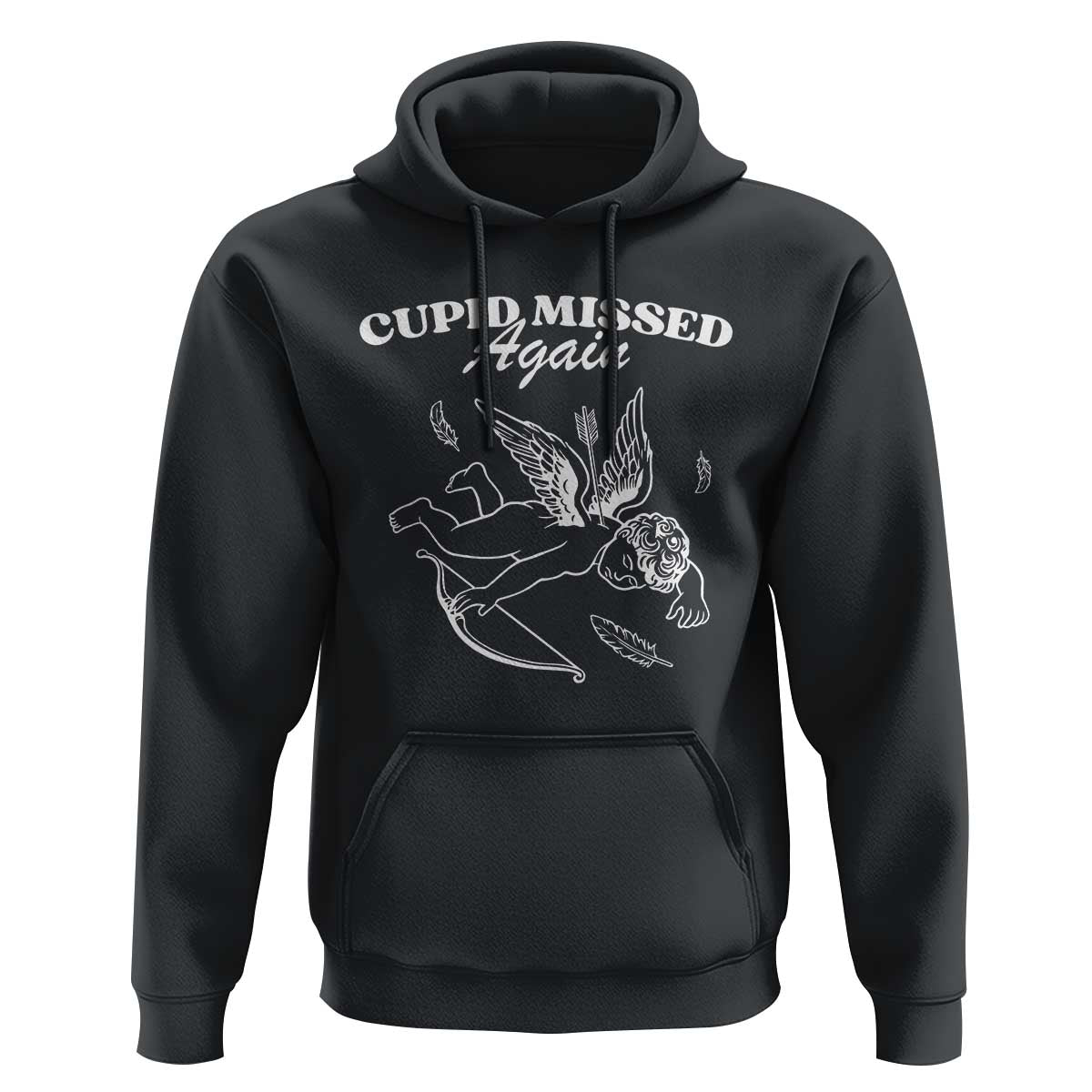 Funny Anti Valentine Hoodie Cupid Missed Again - Wonder Print Shop