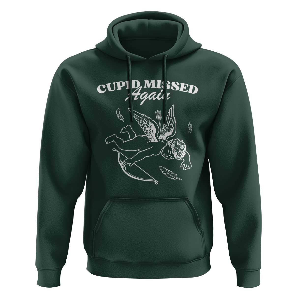 Funny Anti Valentine Hoodie Cupid Missed Again - Wonder Print Shop