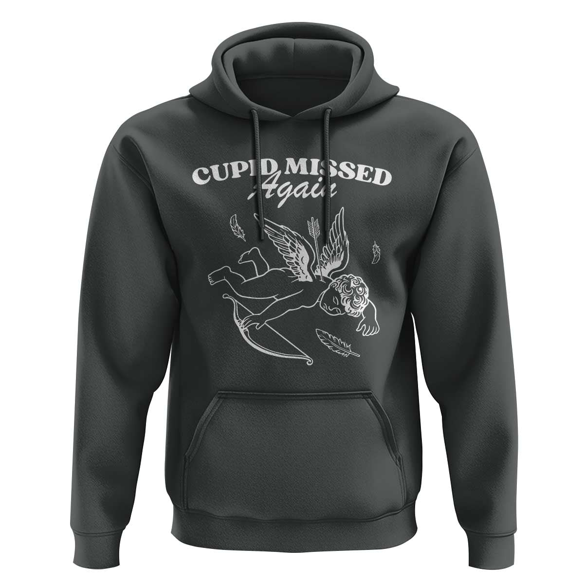 Funny Anti Valentine Hoodie Cupid Missed Again - Wonder Print Shop