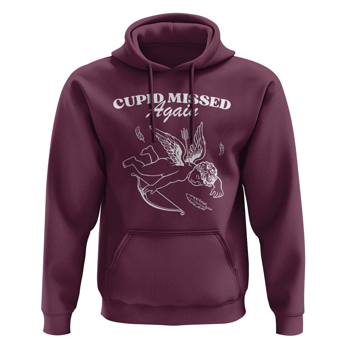 Funny Anti Valentine Hoodie Cupid Missed Again - Wonder Print Shop