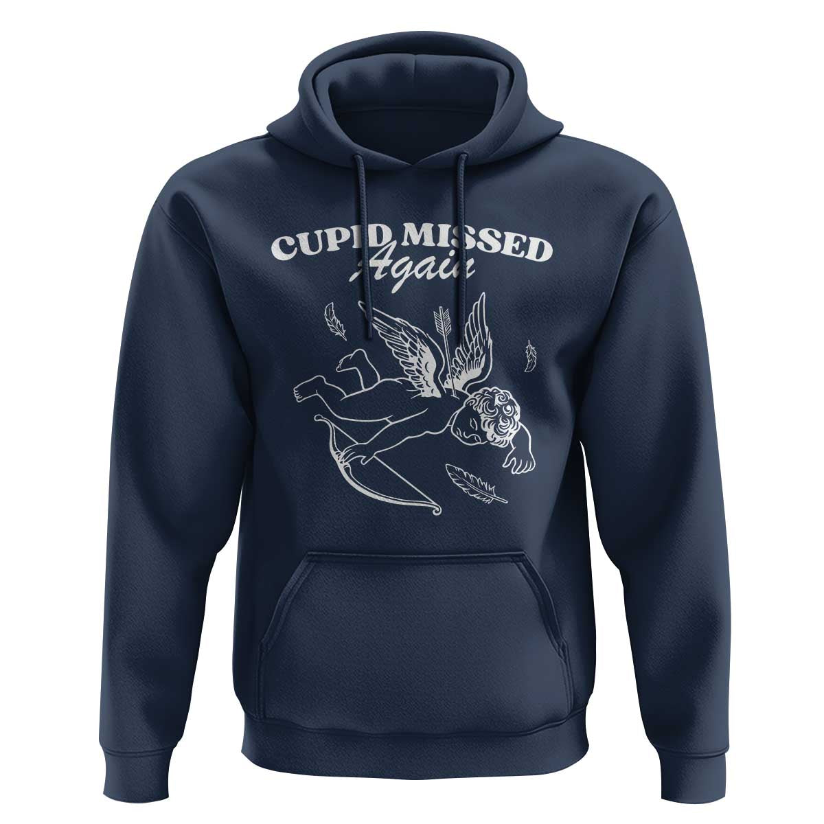 Funny Anti Valentine Hoodie Cupid Missed Again - Wonder Print Shop