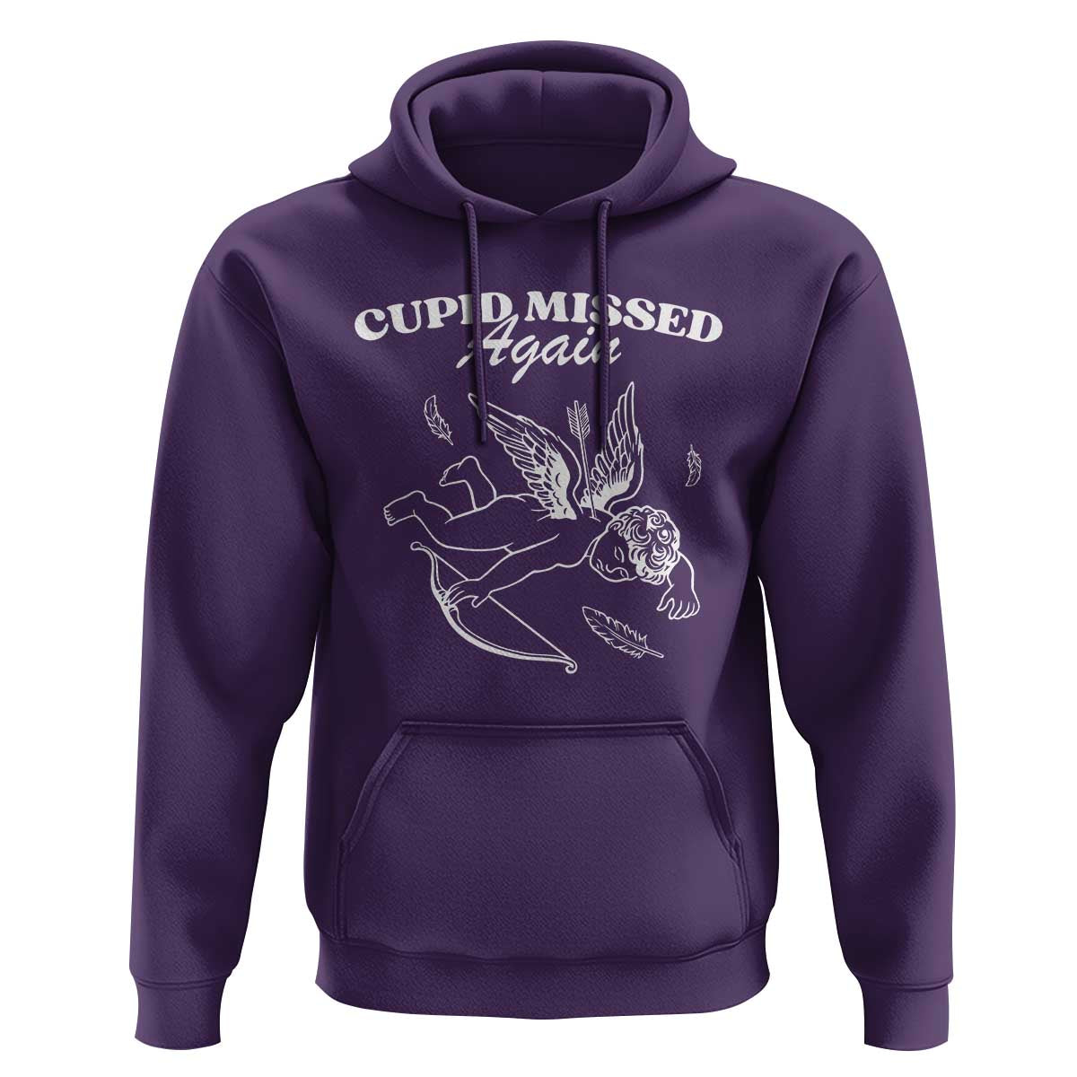 Funny Anti Valentine Hoodie Cupid Missed Again - Wonder Print Shop