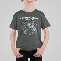 Funny Anti Valentine T Shirt For Kid Cupid Missed Again - Wonder Print Shop