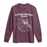 Funny Anti Valentine Long Sleeve Shirt Cupid Missed Again - Wonder Print Shop
