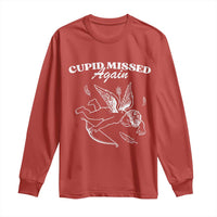 Funny Anti Valentine Long Sleeve Shirt Cupid Missed Again - Wonder Print Shop