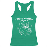 Funny Anti Valentine Racerback Tank Top Cupid Missed Again - Wonder Print Shop