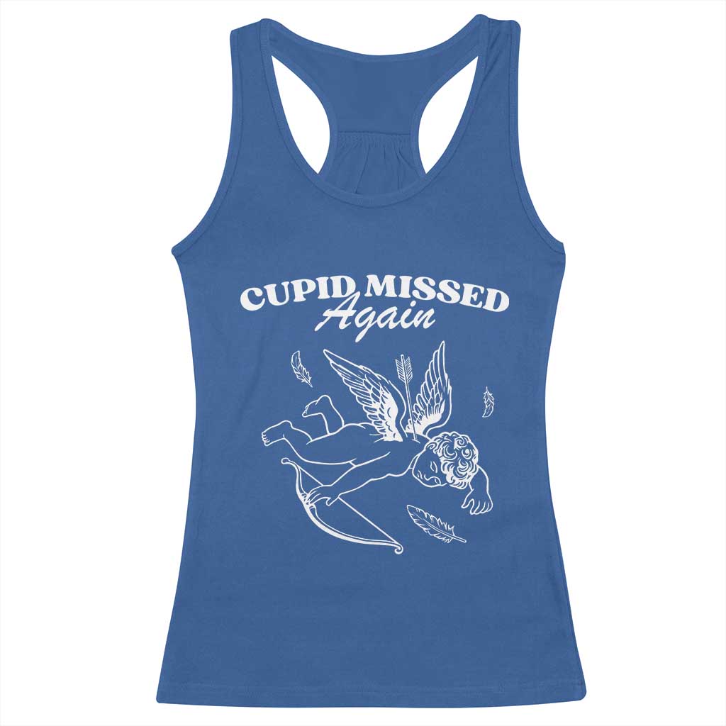 Funny Anti Valentine Racerback Tank Top Cupid Missed Again - Wonder Print Shop