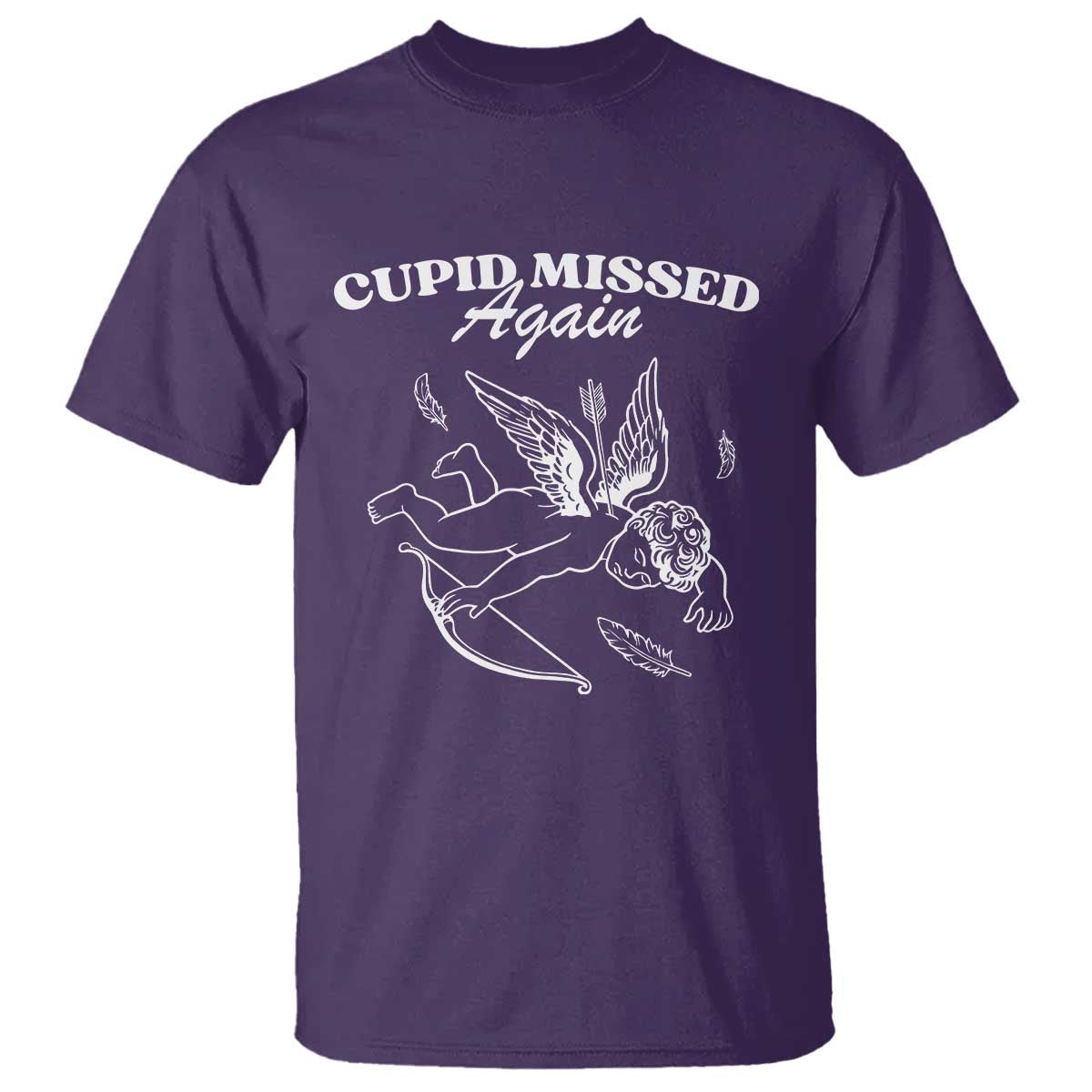 Funny Anti Valentine T Shirt Cupid Missed Again - Wonder Print Shop